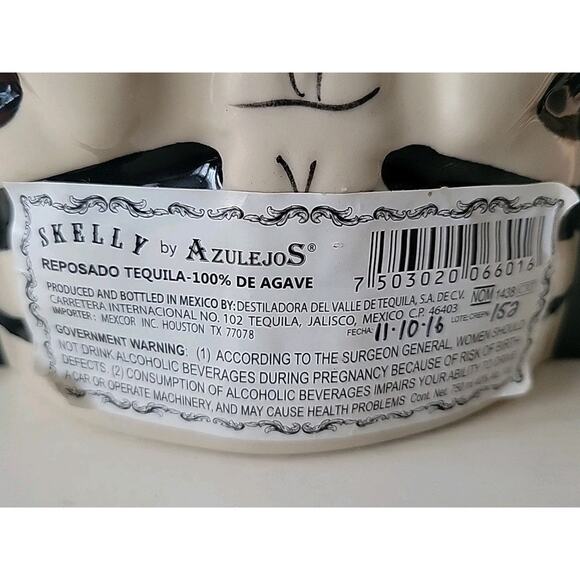 Skelly by AzulejoS Anejo Tequila Pottery Skeleton Bottle Handmade EMPTY - Picture 3 of 13